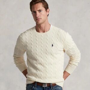 Polo Ralph Lauren Cable Knit Wool Cashmere
Crew Neck Sweater Ivory Size L